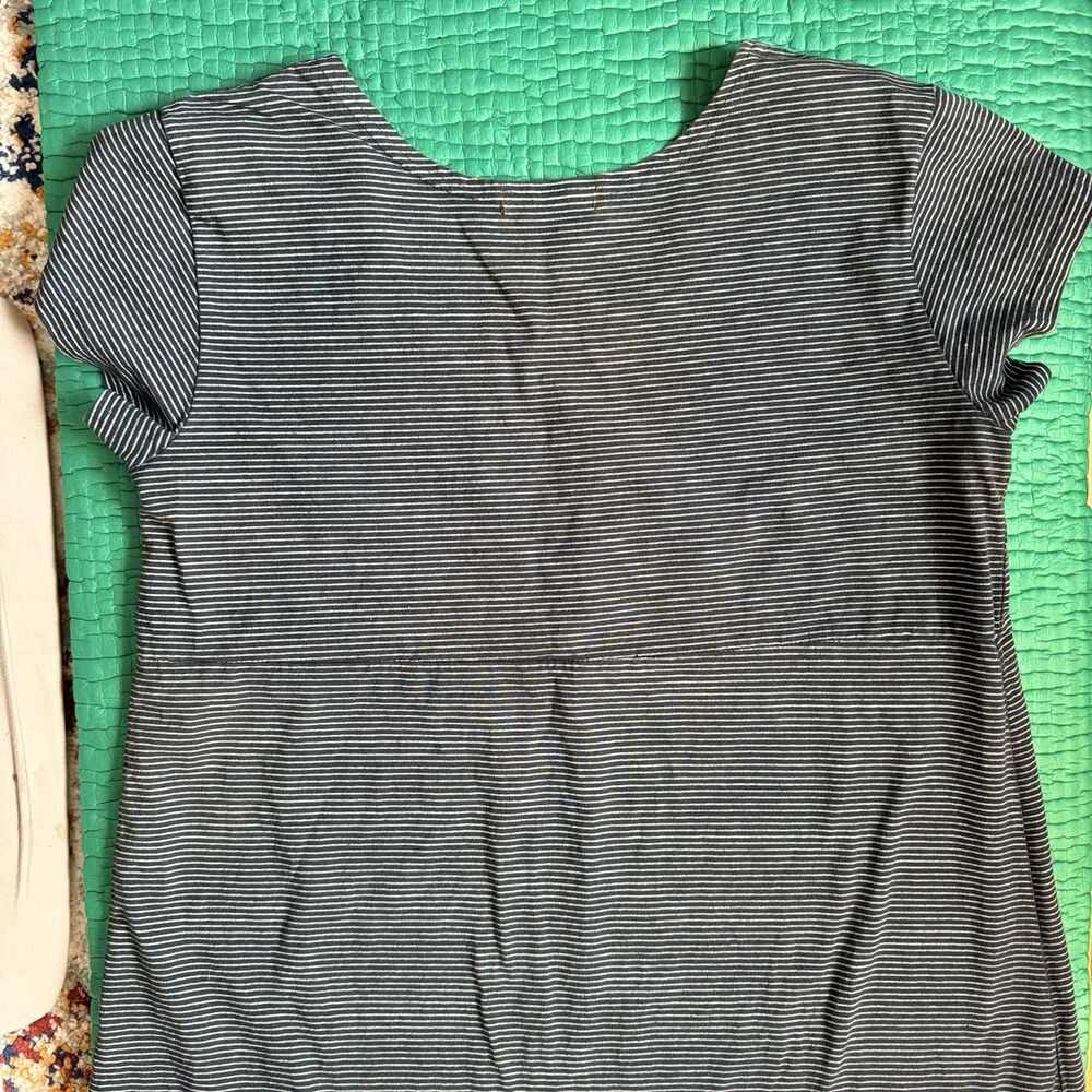 Vintage 2002 Fresh Produce Beach Navy Striped Short Sleeve Cotton Dress M Y2K - Picture 13 of 14